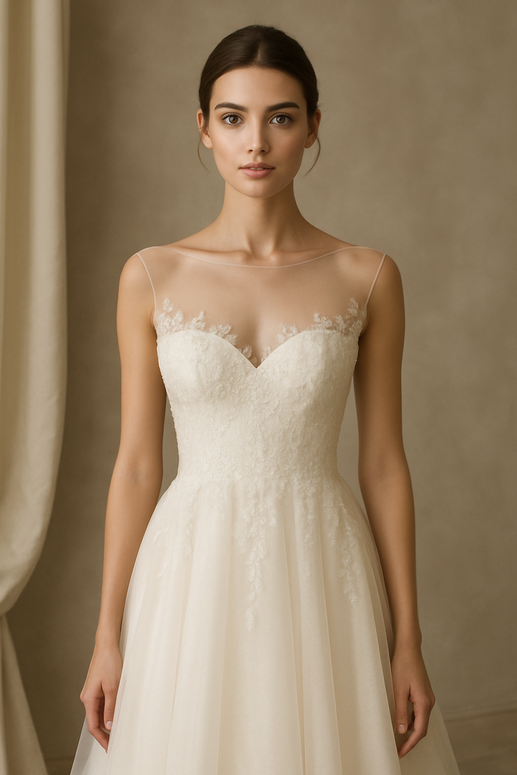 Illusion Neckline Gown