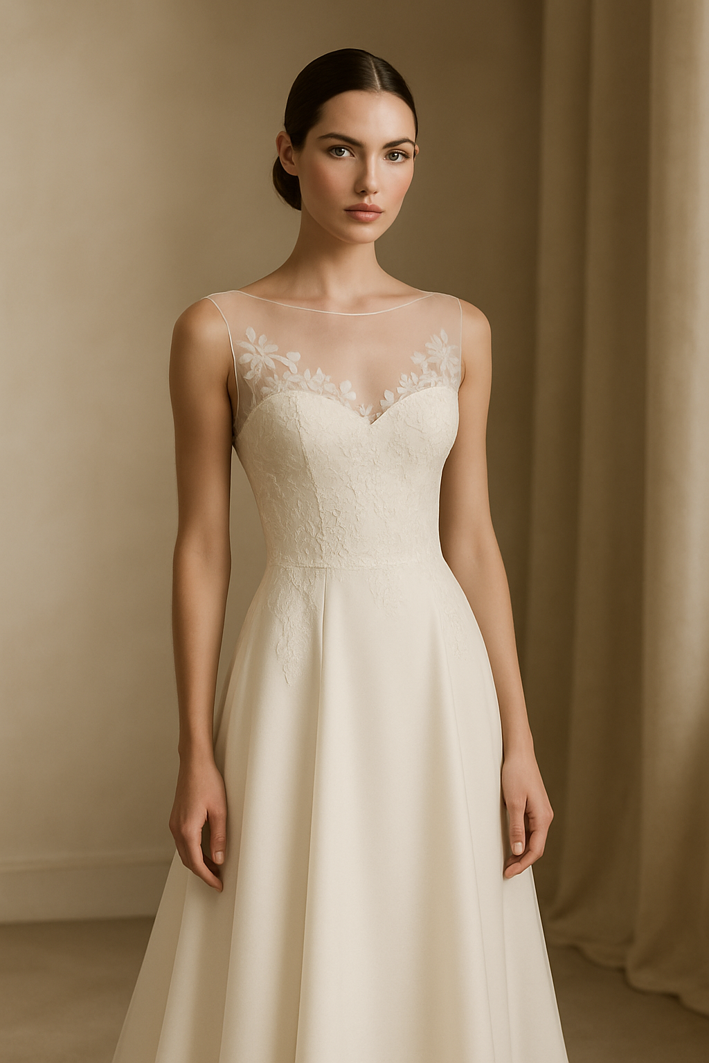 Illusion Neckline Gown
